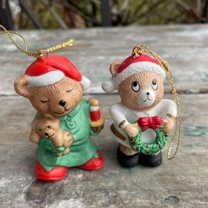 Vintage Christmas ceramic bears ornaments